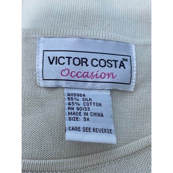 Victor Costa Silk Blend Sleeveless Sweater Blouse 3X Cream Minimalist Layering - Picture 4 of 4